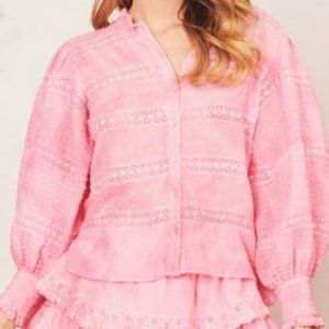 LoveShackFancy Pink Rochelle Top - NWT